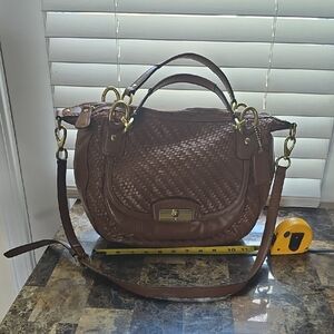 Coach Kristin Brown Woven Leather Handbag